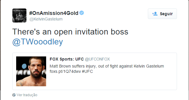 Kelvin convidou Woodley para a luta pelo Twitter (Foto: Reprodução/Twitter)