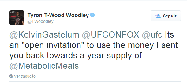 ...Mas Woodley não gostou do desafio. (Foto: Reprodução/Twitter)